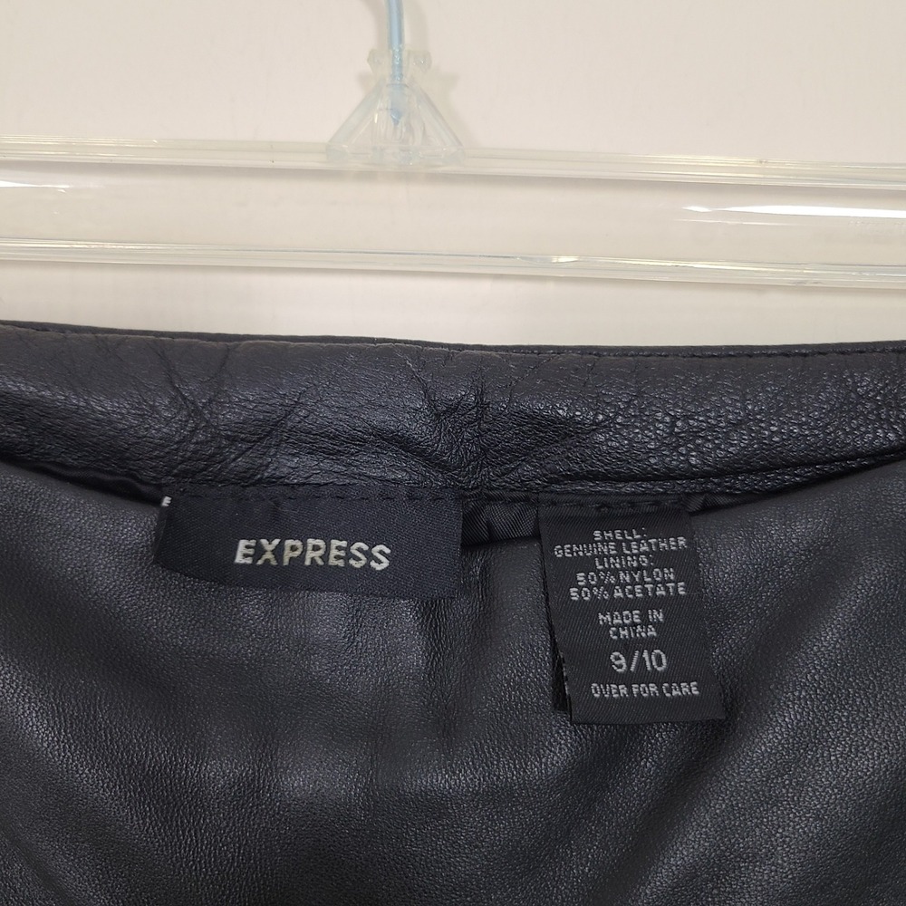 EXPRESS Black Leather Womens 9/10 Pants Biker Moto Rockstar Gf 90s Edgy‎ Grunge - Picture 6 of 11